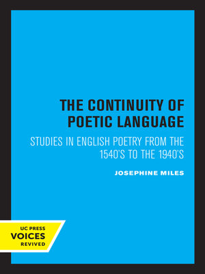 cover image of The Continuity of Poetic Language